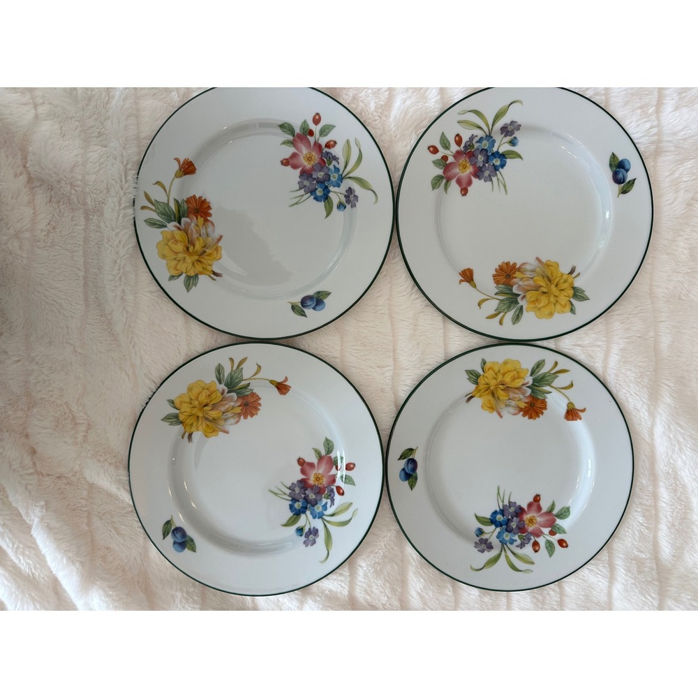 Royal Worcester Ashford Fine Porcelain Salad Plates Set of 4 Botanical England